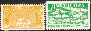 Stamp Label Australia Antarctic 1954 Expedition Airplane Map Mawson Station photo