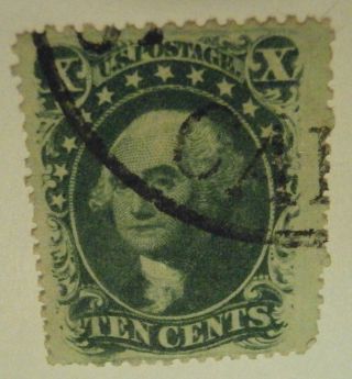 35,  Washington 10c Green,  1857,  Type V.  W/ Black Cancel photo