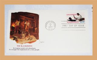 Ruth5522 (24) First Day Cover,  The Blacksmith Marked Cincinnati,  Oh Jul 4,  1977 photo
