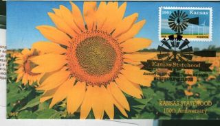 Bgc 4493 Kansas Statehood The Sunflower State Windmill Cancel photo