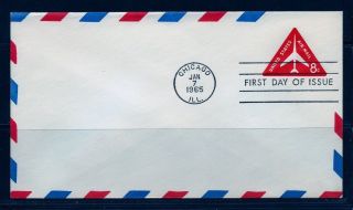 First Day Cover 8c Embossed Jet In Triangle Airmail Uc37 Uncacheted Fdc 1965 photo