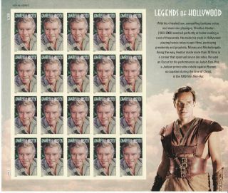 Charlton Heston Stamp Sheet - - Usa,  Forever,  Legends Of Hollywood 2014 photo