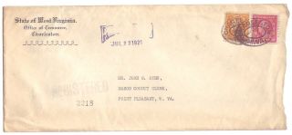 1921 Charleston Wv Registered Cover With ' S 492 & 510 photo