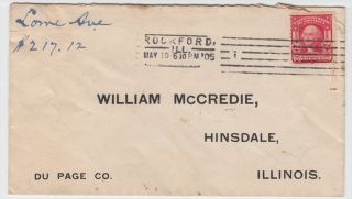 Rockford Il 1905 Machine Cancel On Cover To Hinsdale photo