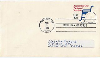 Remember Our Paralyzed Veterans First Day Cover (8/3/83) photo
