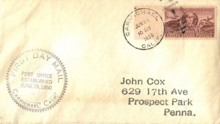 Carmichael California 1950 Postmark First Day Mail Cacheted Cover photo