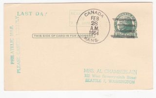 Canada Kansas 1954 Dpo Last Day Cancel On Postal Card photo