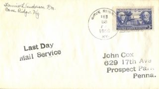Cave Ridge Kentucky 1950 Dpo Last Day Mail Service Cover photo