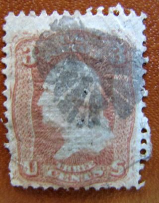 94 Grill Interesting Fancy Cancel 1867 Issue 19th Century Usa Stamp D733 photo