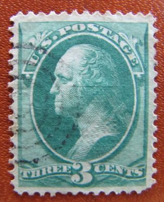 136 Grill Light Cancel 3 Ct Green Banknote 19th Century Us Stamp D825 photo