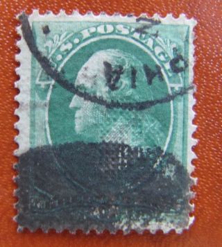136 Grill Killer Cancel 3 Ct Green 1870 Banknote 19th Century Us Stamp D827 photo