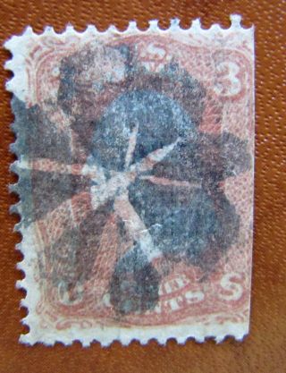 94 Grill Fancy Cancel 1867 Issue 19th Century Usa Stamp D732 photo