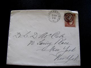 210 Tippecanoe City Bold Target Fancy Cancel Cover 19th Century Us Stamp D369 photo