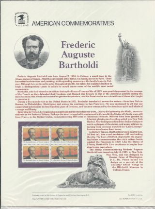 2147 F.  A.  Bartholdi,  Statue Of Liberty Sculptor 1985 Commemorative Panel photo