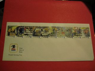 Postal Stamp Strip Of 10 Fdc From 1973 photo
