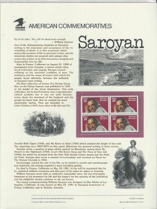 2538 William Saroyan 1991 Commemorative Panel photo