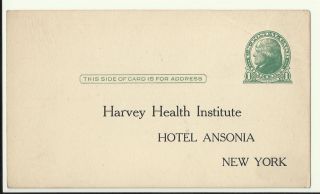 Pre 1920 Harvey Health Institute Hotel Ansonia York Postal Card 1 Cent photo