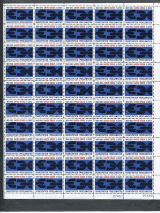 1233 Sheet Of 50 5¢ Emancipation Proclamation.  Issued In 1963 photo