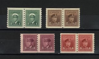 War Issue Coil Pairs,  No:263,  264,  266 & 267. . . .  Value:$38. . . . . . . . . .  Mus - 18ju - 003 photo