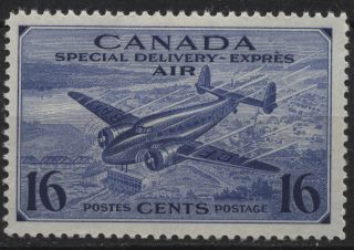 Canada Ce1 16c Bright Ultramarine 1943 Special Delivery Airmail - Hinged photo