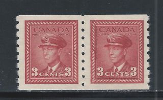 King George Vi War Issue 3 Cent Coil Pair 265 Nh photo