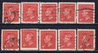 Canada 287 (10) 1949 4 Cent Dark Carmine King George Vi 10 photo