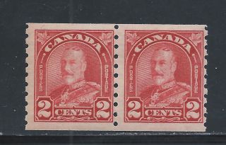 King George V Arch/leaf Issue 2 Cents Coil Pair 181 Nh photo