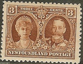 Canada,  Newfoundland 1929 Pictorial Issue,  Sc 165,  3¢ Red Brown,  Vf,  Lh photo