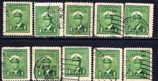 Canada 249 (1) 1942 1 Cent Green King George Vi 10 photo