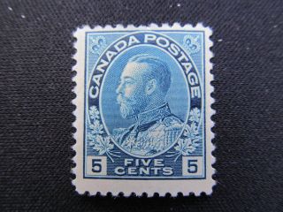 1912 Canada 5 Cent King George Stamp,  111,  With Hinge Mark; Cv $150.  00 photo
