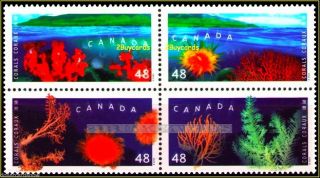 Canada 2002 Canadian The Undersea Corals Fv Face $1.  92 Stamp Block photo