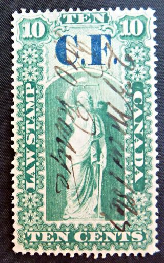 1800 ' S 10 Cent Canadian Law Stamp - Green photo