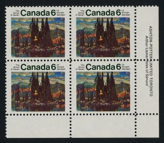 Canada 518 Br Plate Block Art,  Group Of Seven,  