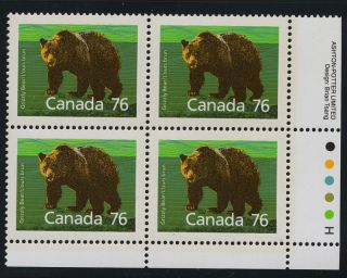 Canada 1178 Bottom Right Plate Block Grizzly Bear photo