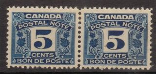 Canada Pair 5c Cents Postal Note A 001 photo