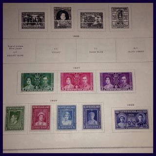 Foundland 1937 - 1939 8 Stamp Selection Pristine Hung As Per Scans photo