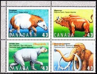 Canada 1994 Canadian Prehistorical Animals Fv Face $1.  72 Stamp Block photo
