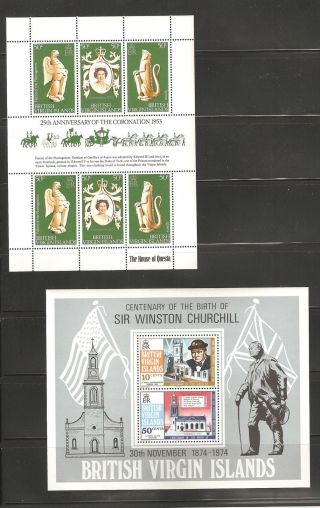 Virgin Islands 1978 S 337 & 1974 S 278 - 279z Churchill Souvenir Sheet Vf photo