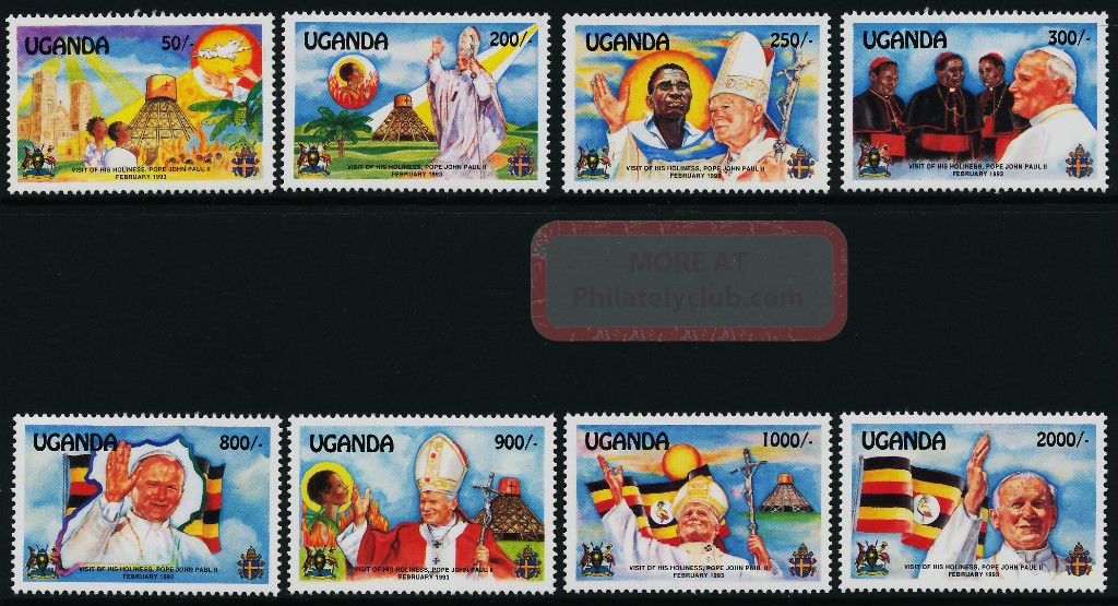 Uganda 1113 - 20 Pope John Paul Ii,  Flags,  Architecture British Colonies & Territories photo