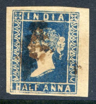 India 1854 ½a Die Ii Blue Sg 6 (cat.  £130) photo