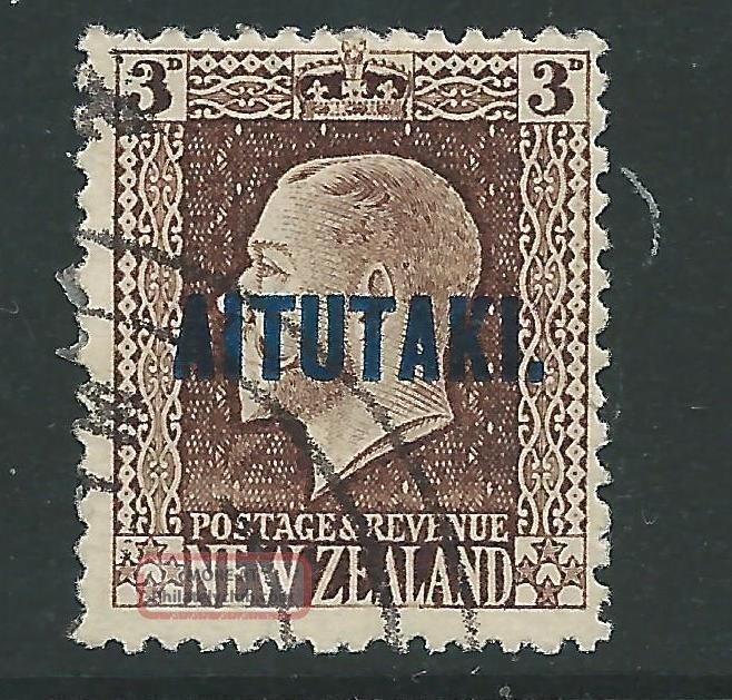 Aitutaki Sg16 1918 3d Chocolate P14x13½ Fine British Colonies & Territories photo