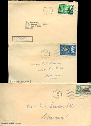 British Solomon Is.  1964 + 1966 + 1968 Commonwealth Banking Corp 3 Envelopes photo