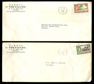 British Solomon Is.  1965 G Yee Fai Ltd Commercial Advert Envelopes 1d + 2d photo