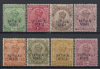 1912 - 26 Patiala,  8 Vals C £24 Kgv,  Br.  Commonwealth,  India,  Indian States photo