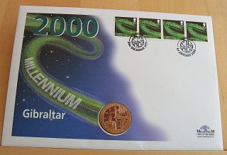 Millennium 2000 Gibraltar £5 First Day Coin Cover: Dual Dated photo