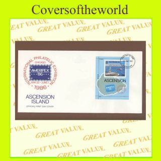 Ascension 1986 Ameripex Exhibition Miniature Sheet First Day Cover photo