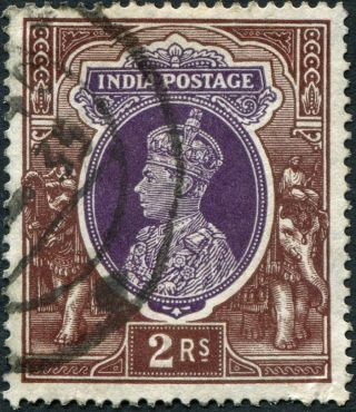 India 1937 (kgvi) 2r Purple And Brown Sg260 Cv £0.  30 Vf Uh Postage photo