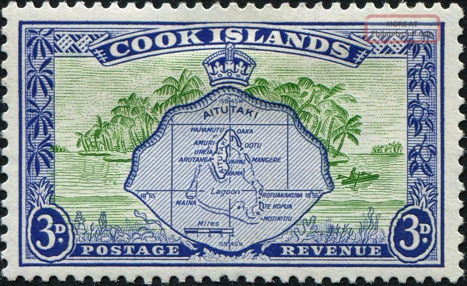 Cook Islands 1961 (qeii) 3d Green And Ultramarine Sg153b Cv £6.  00 F Mh British Colonies & Territories photo