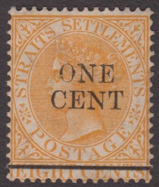 Straits Settlements Qv 1c On 8c Orange Sg91 Hinged Stamp 1892 Malaya photo