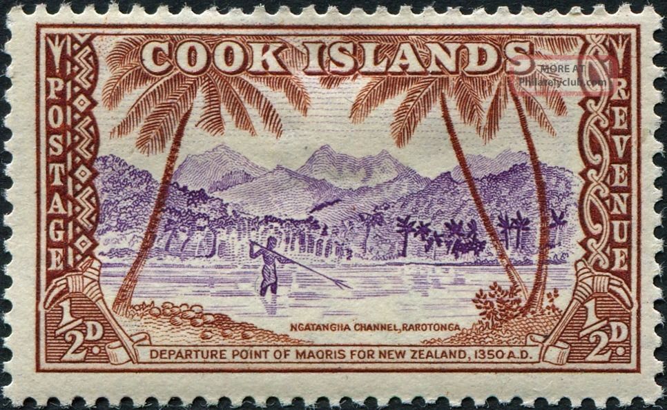 Cook Islands 1949 - 61 (kgvi - Qeii) 1/2d Violet And Brown Sg150 Cv £0.  10 F Mh British Colonies & Territories photo